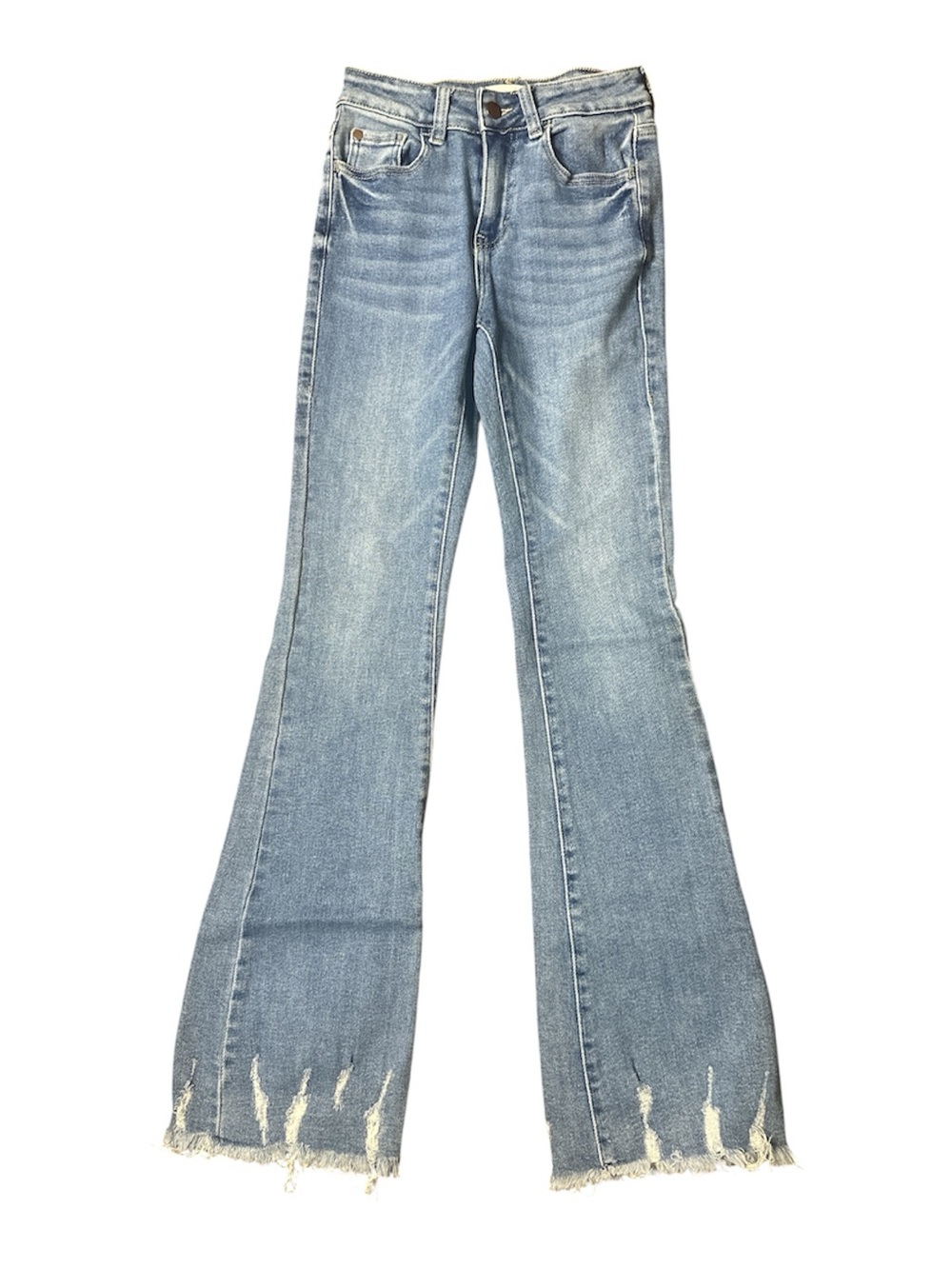 Nature Denim high-waisted distressed flare jeans